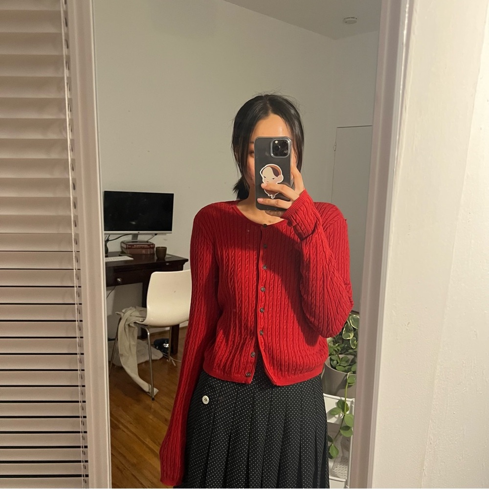brandy melville Red Button-Up Cardigan
